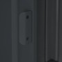 Detailaufnahme: Anthrazitfarbenes Metall-Gerätehaus Skillion, Türverschluss.