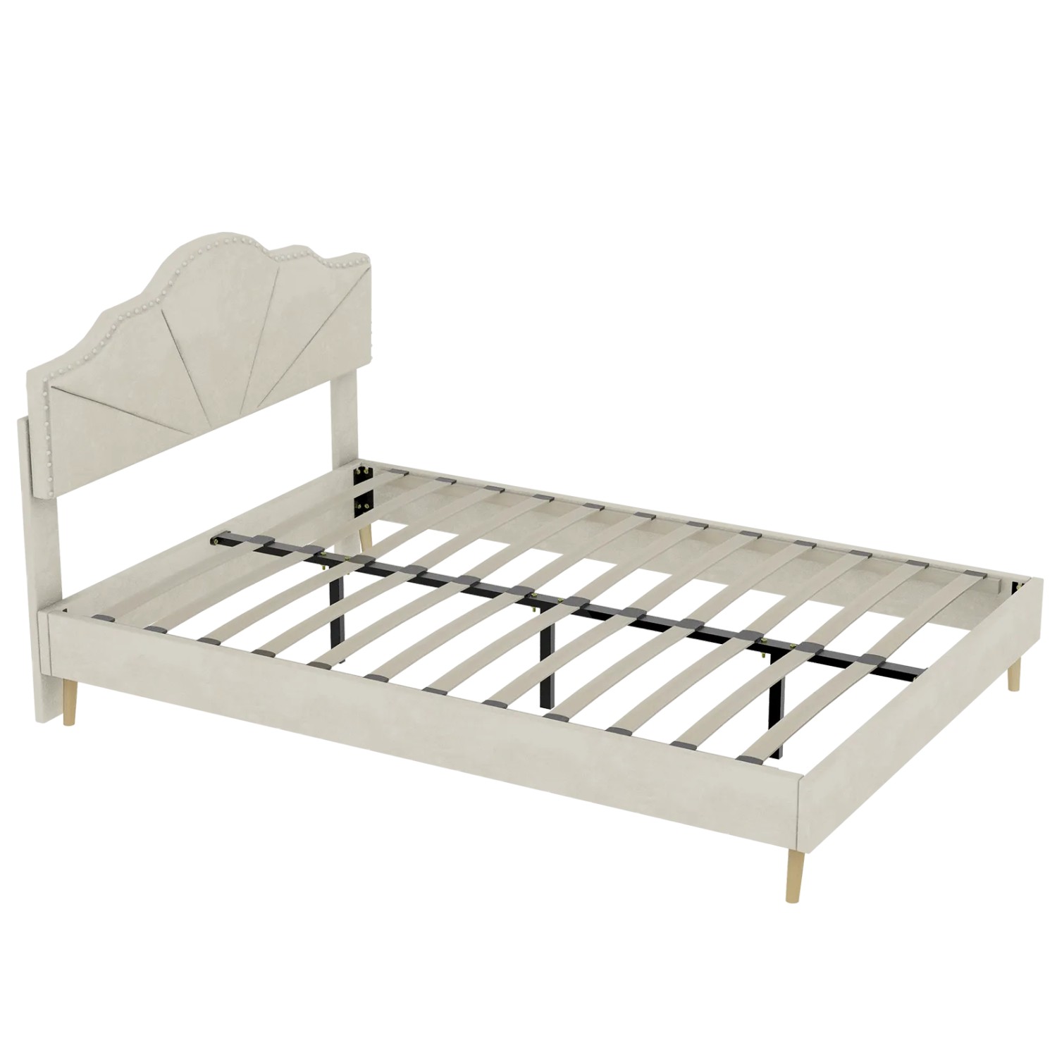 okwish Polsterbett 140x200cm mit Kopfteil Schlafzimmer Beige ohne Matratze