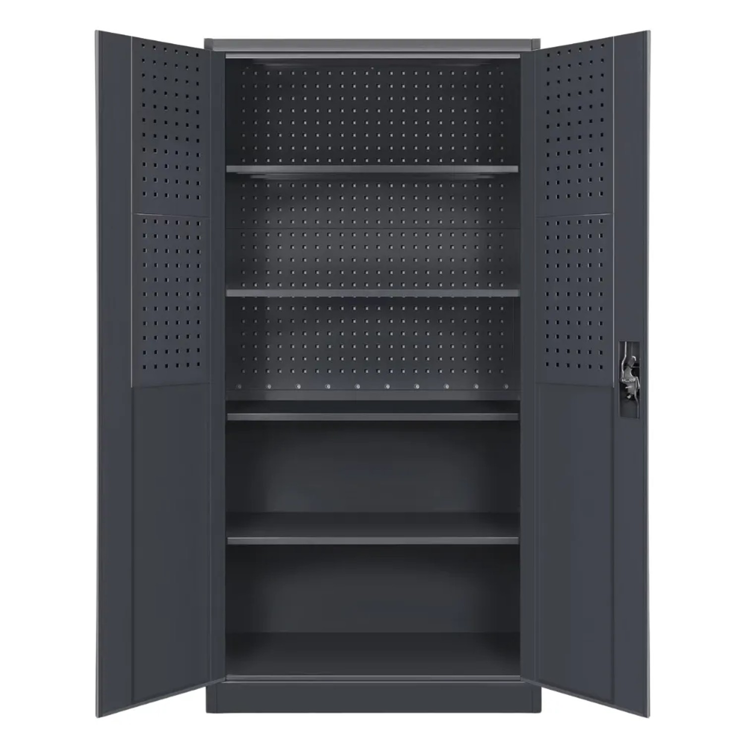 JAN NOWAK Werkzeugschrank mit Lochwand BRUNO 5 Ebenen Abschließbar Metallschrank mit Werkzeugwand Werkstattschrank 185x92x50cm Anthrazit
