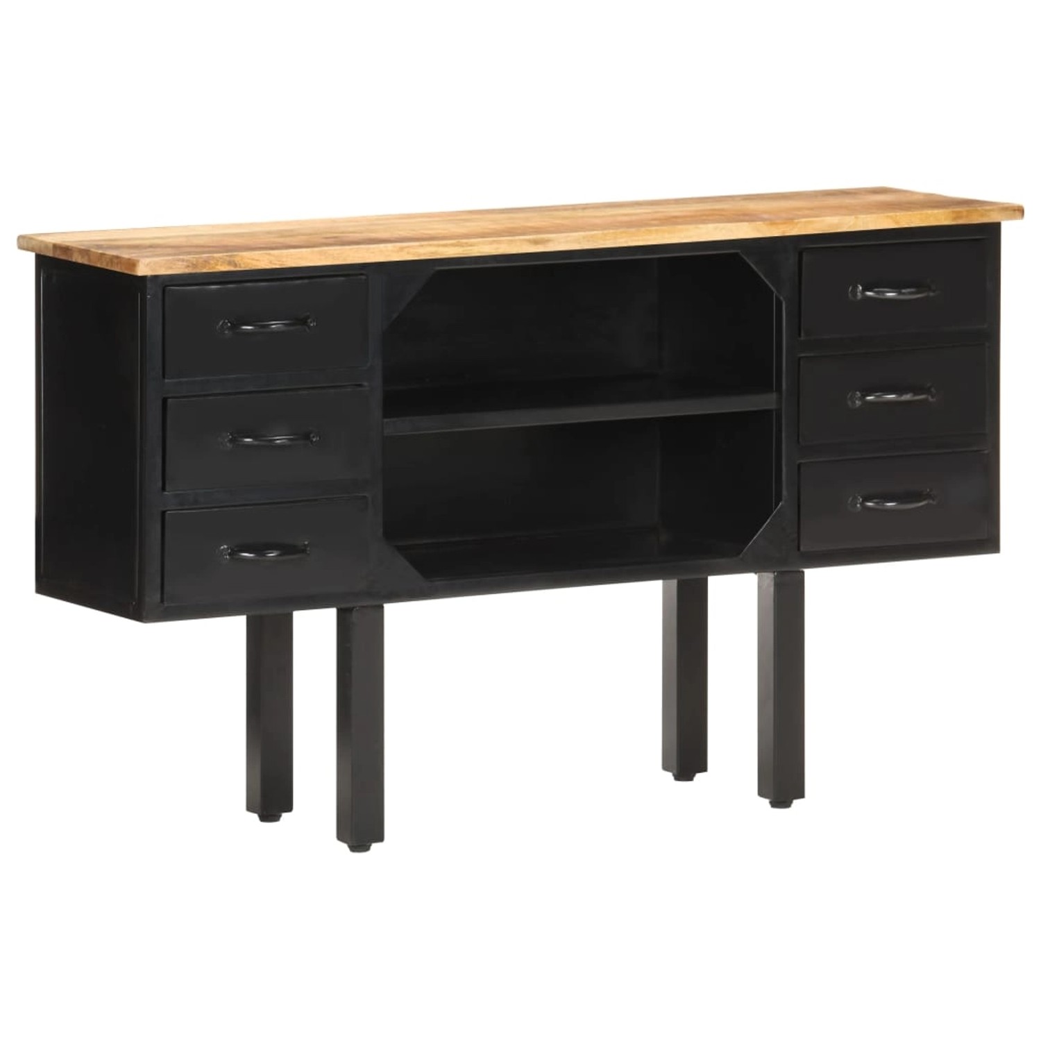 Thumbnail - vidaXL Sideboard 110x30x65 cm Raues Mango-Massivholz und Stahl 321571