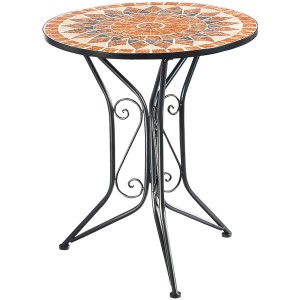 Runder Kobolo Gartentisch mit Mosaikplatte in mediterranem Design, Höhe 70 cm.