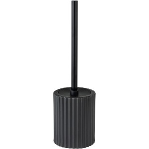 Schwarze Schöner Wohnen WC-Garnitur Soliera aus Keramik mit Längsrillen.