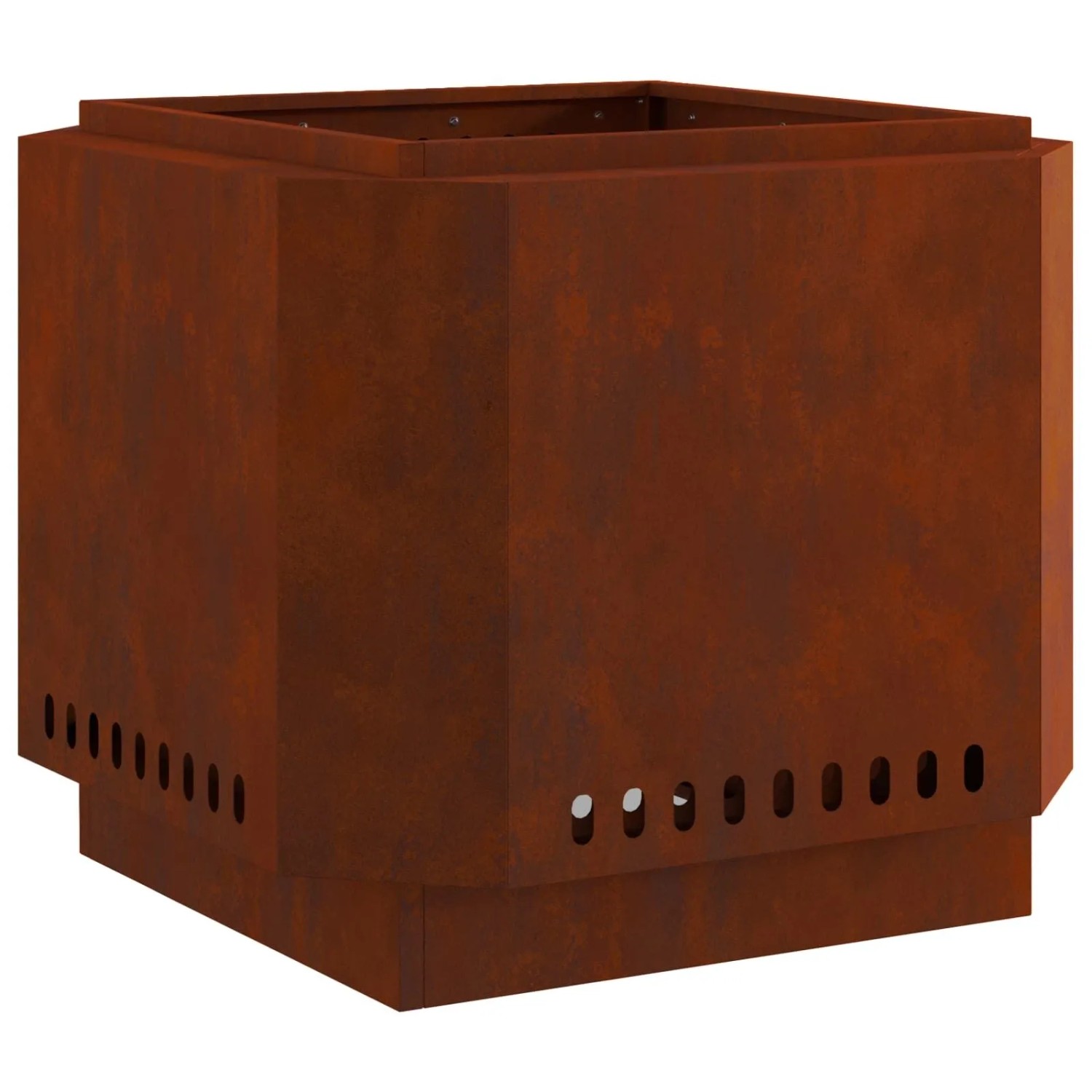 vidaXL Rauchfreier Feuerkorb Braun 58 x 58 x 51 cm Wetterfeststahl 858975
