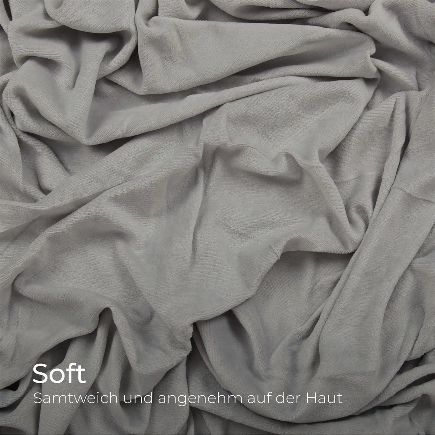 Silbernes Bestlivings Spannbettlaken Cashmere Touch 200x200 cm, weich und kuschelig.