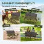 Grüner, gepolsterter Campingstuhl für 2 Personen mit Armlehnen und Getränkehaltern, ideal für Strand, Park oder Camping.