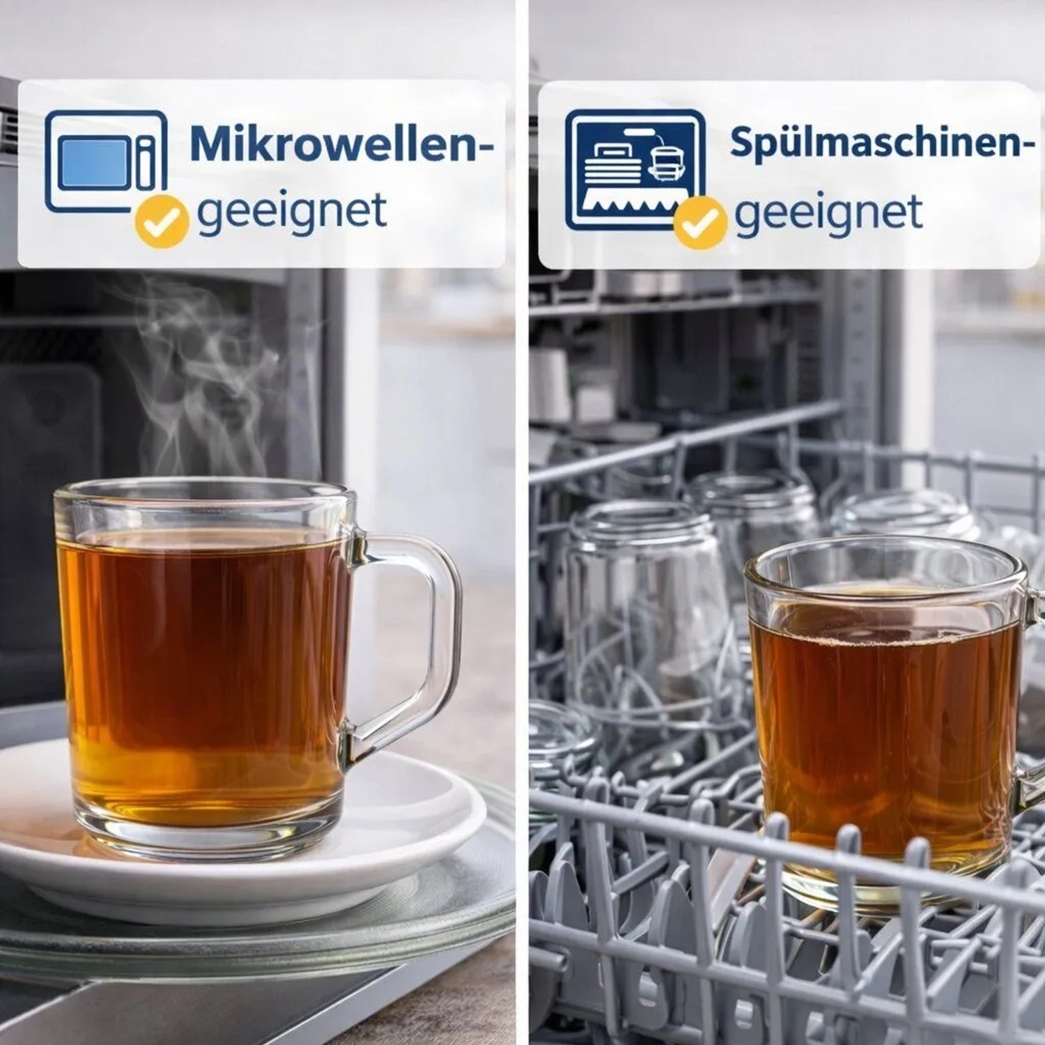 BigDean 6 Latte Macchiato Gläser Mit Henkel 230 ml Klare Latte Gläser_4