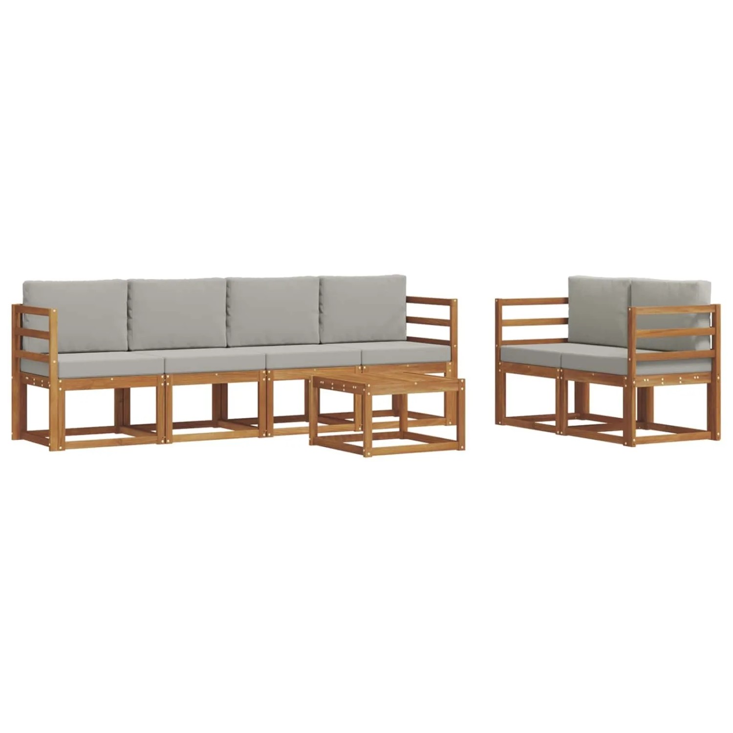 vidaXL Outdoor-Sofagarnitur mit Kissen 7 Stk Natur und Hellgrau 3366029