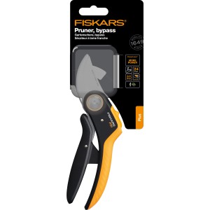 Fiskars Bypass-Gartenschere Plus P721 mit PowerLever Technologie, schwarz-gelb.