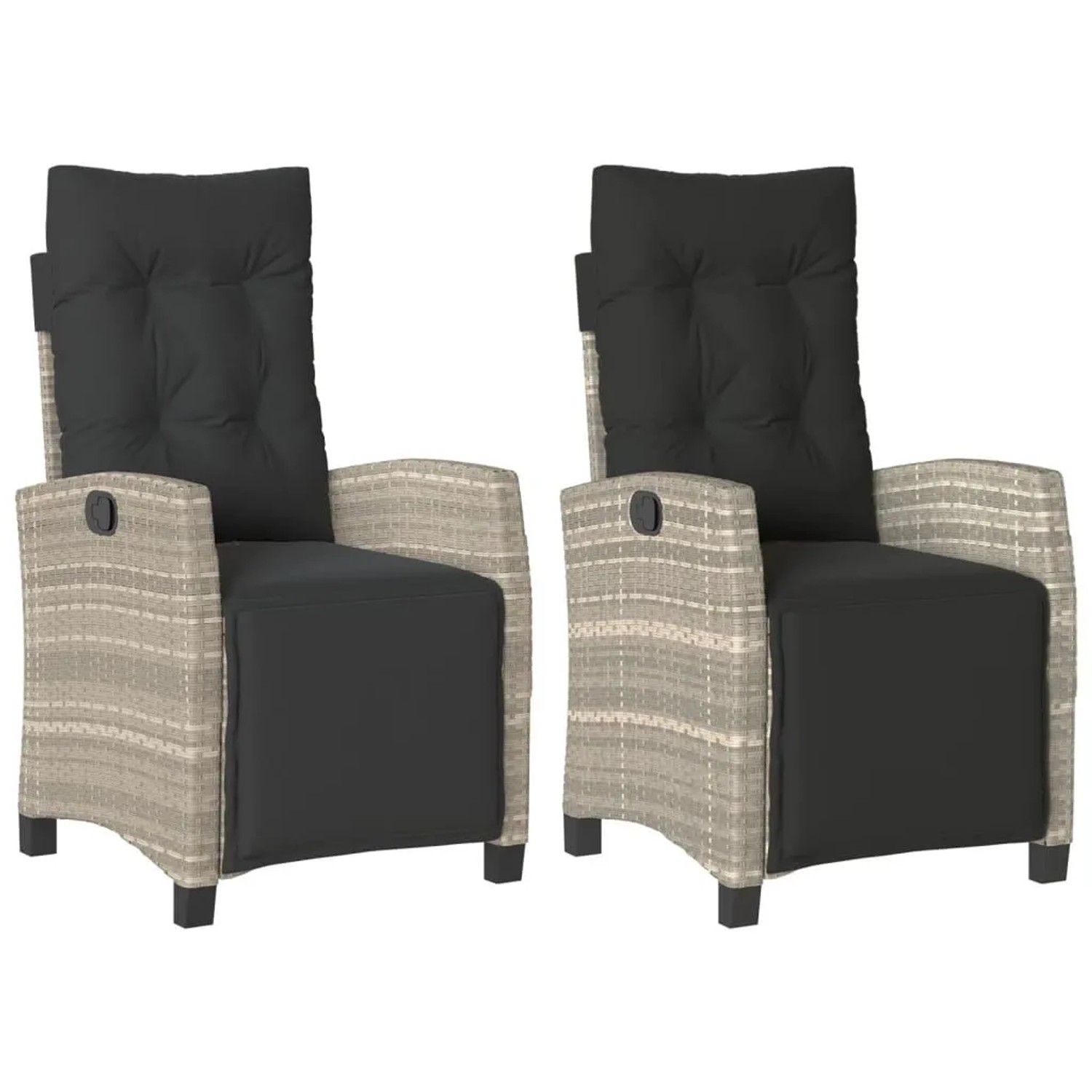 vidaXL Gartensessel mit Fußteil 2 Stk Verstellbar Hellgrau Poly Rattan 3652 günstig online kaufen