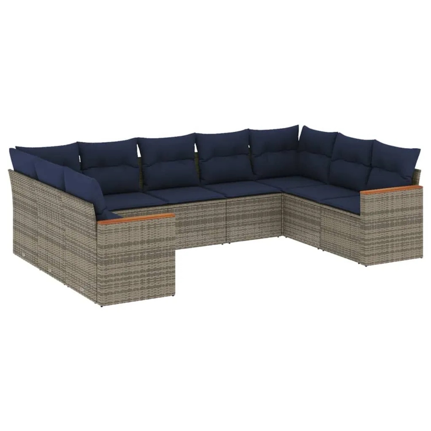 vidaXL 9-Tlg Gartensofa-Set mit Kissen Grau Polyrattan 3226278 günstig online kaufen
