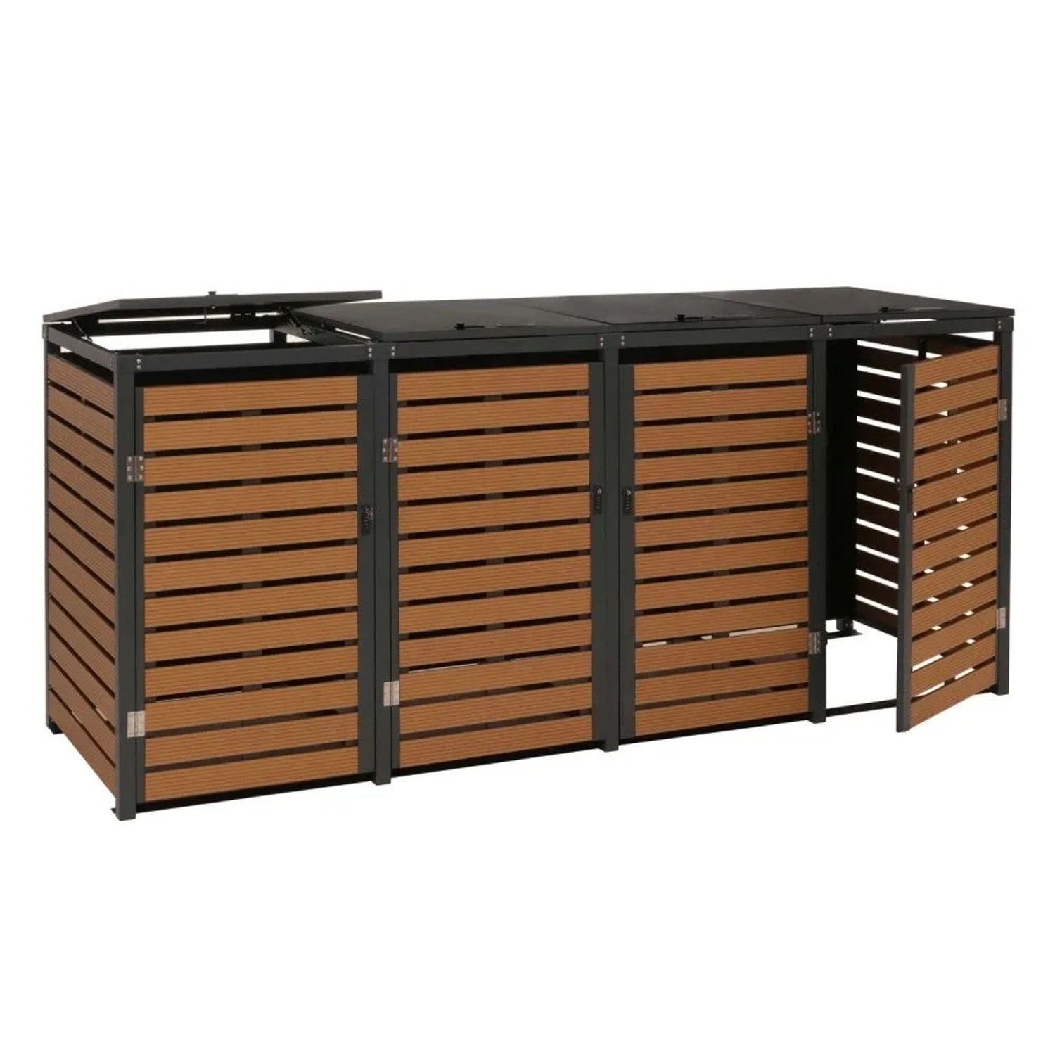 MCW Mülltonnenverkleidung K14 4er Teak-Optik 119x264x84cm