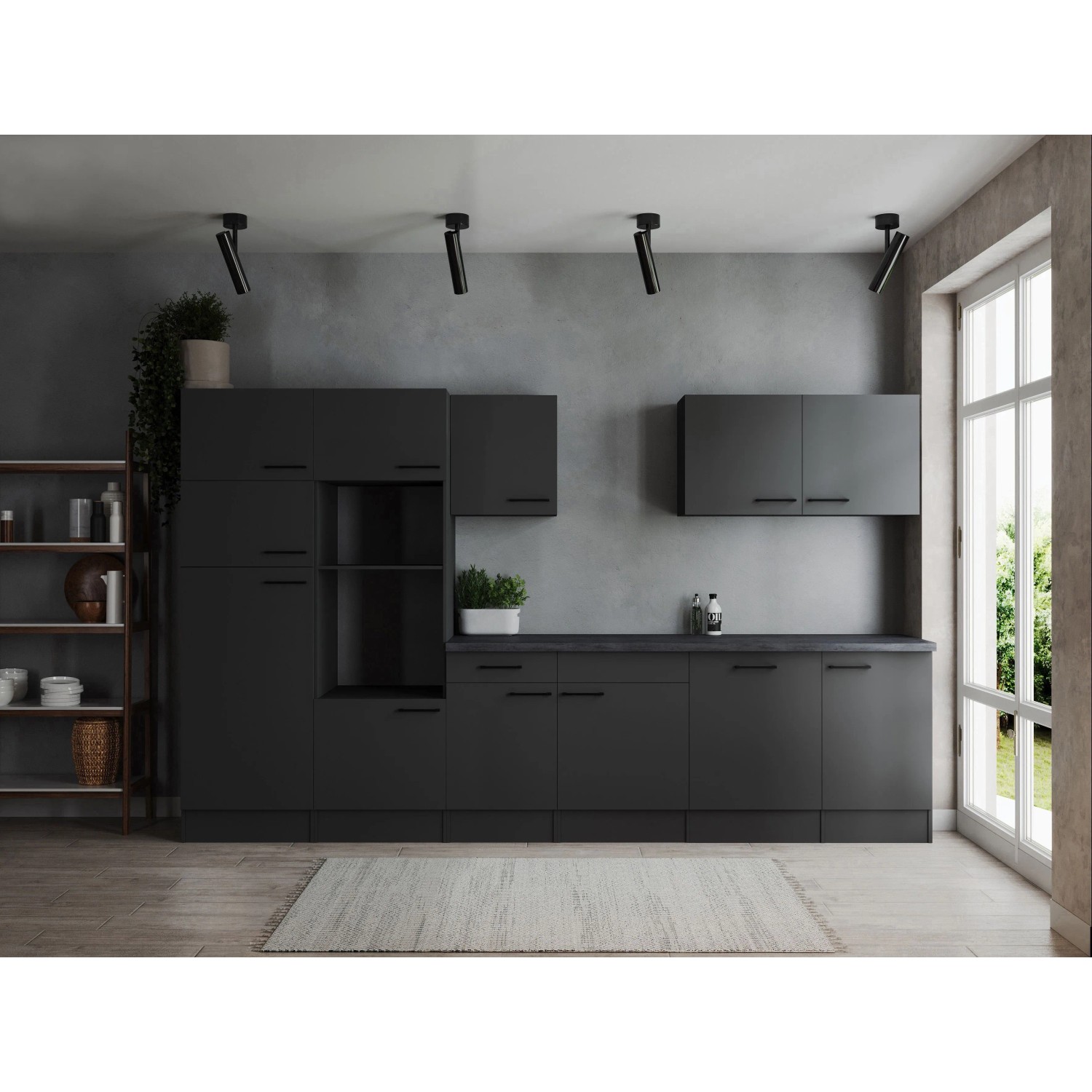 Respekta Küchenzeile Oliver 340 cm Grau Matt ohne E-Geräte