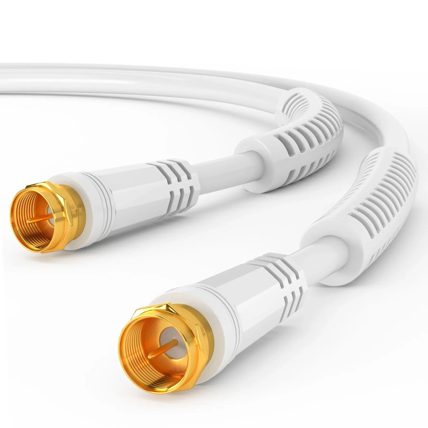 hb-digital 7.5m SAT Kabel 110dB 4 Fach Geschirmt mit 2x F Stecker Vergoldet Ferritkern Weiss