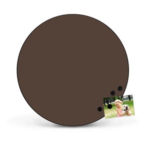 Runde, schokobraune Banjado Magnettafel (47cm) aus Metall mit Foto, geeignet als Wanddekoration.
