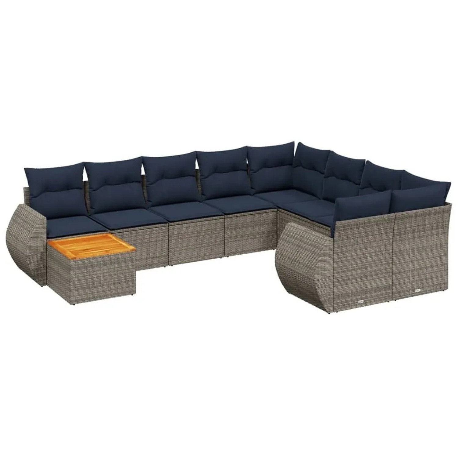 vidaXL 10-Tlg Gartensofa-Set mit Kissen Grau Polyrattan 3225172 günstig online kaufen