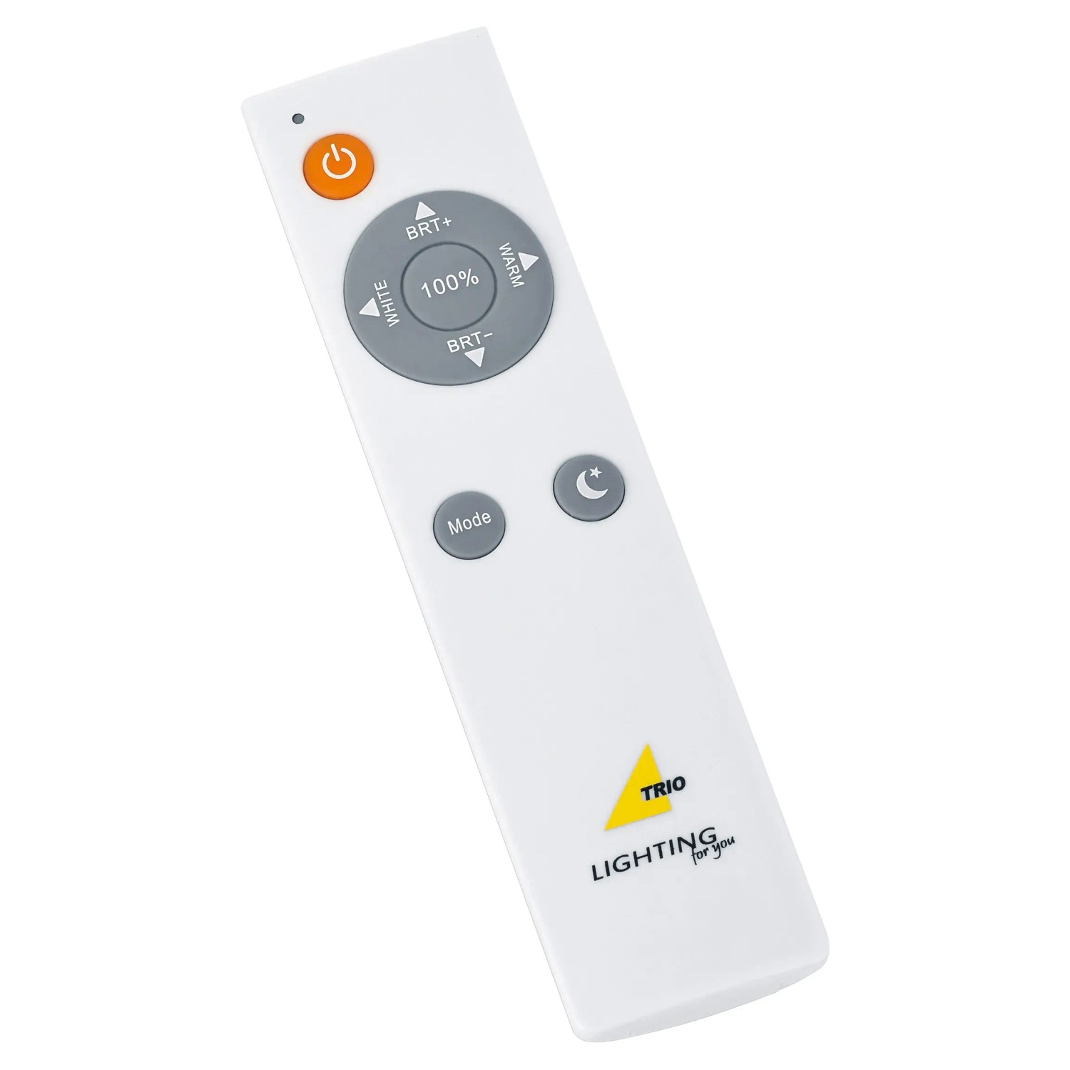 Fernbedienung für Trio LED-Deckenleuchte Nagano, weiß, mit Tasten für Helligkeit, Farbtemperatur und Nachtlicht.