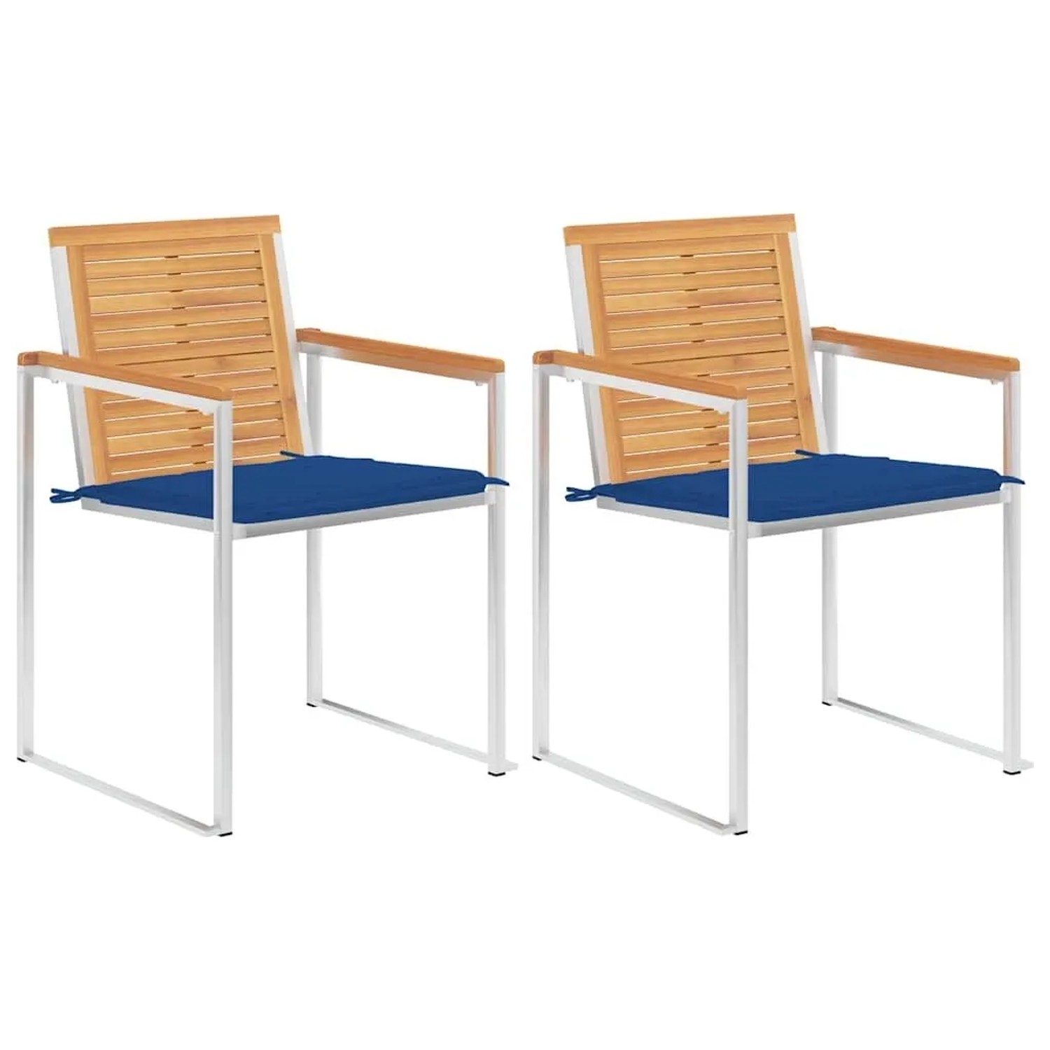 vidaXL Gartenstühle mit Kissen 2 Stk Massivholz Teak und Stahl 3061525 günstig online kaufen