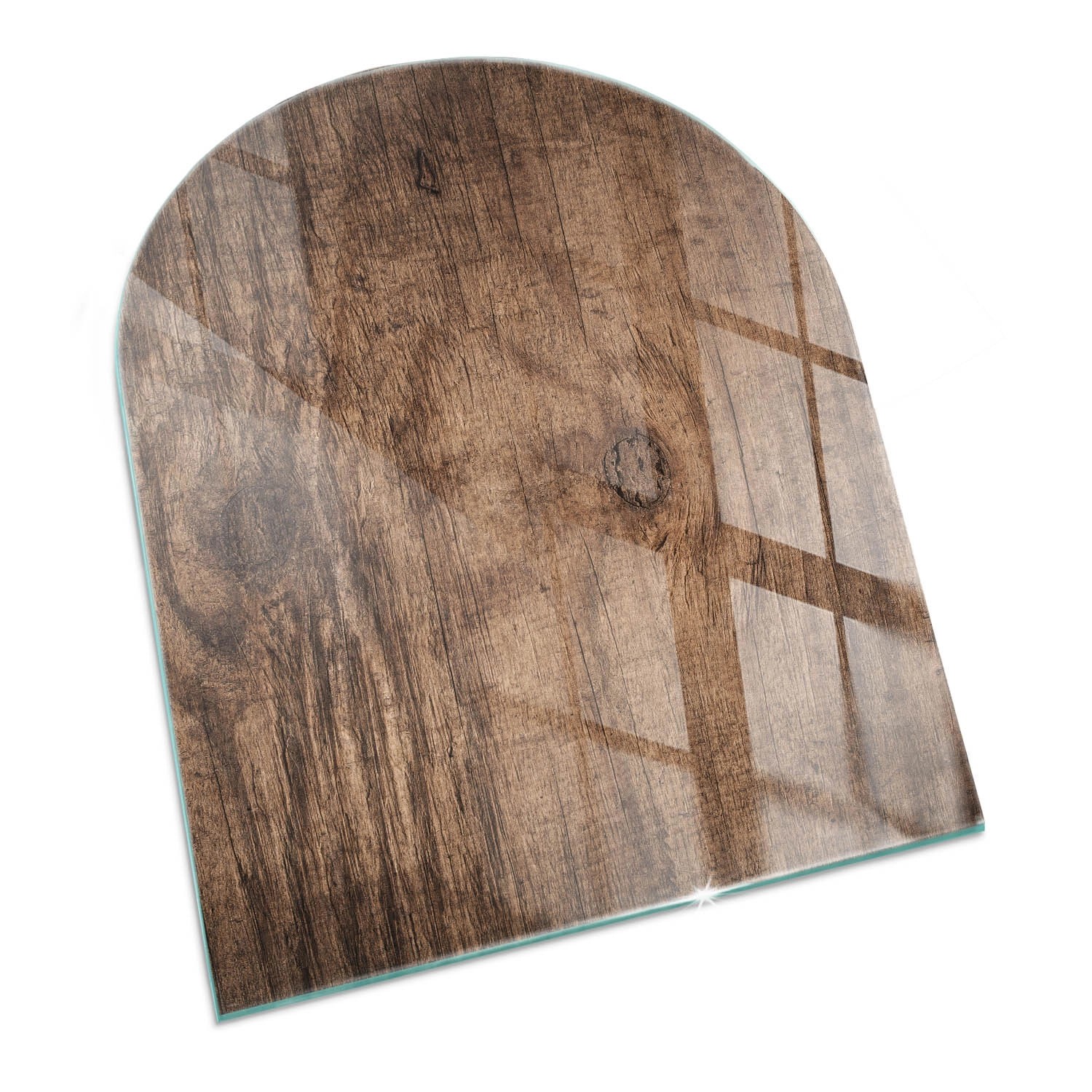 Tulup Glasplatte für Kamin Natürliches Holzmuster Glas unter Kamin Halbkrei günstig online kaufen