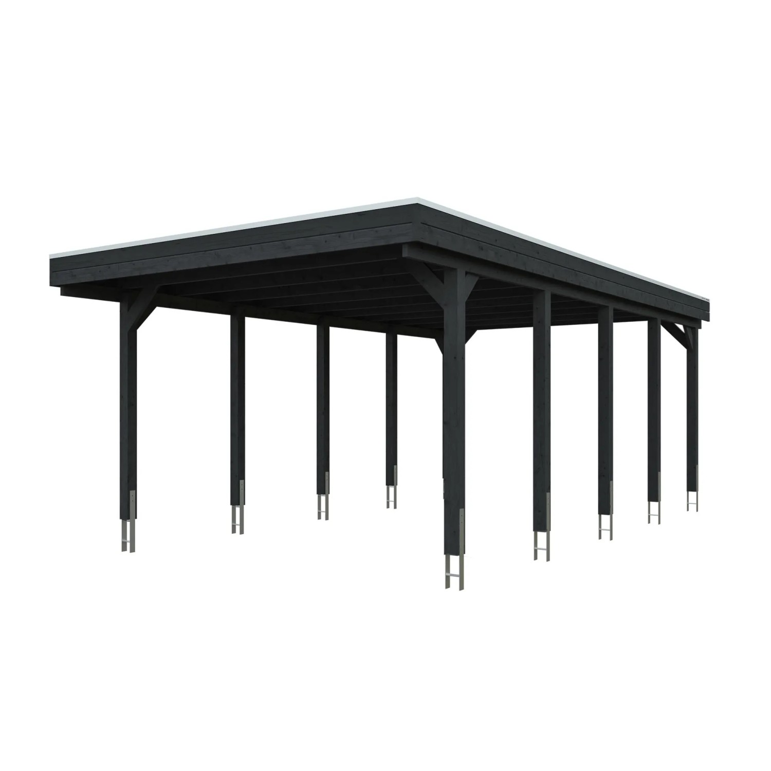 Skan Holz Carport Friesland mit Stahl-Dachplatten 402 cm x 708 cm Anthrazit