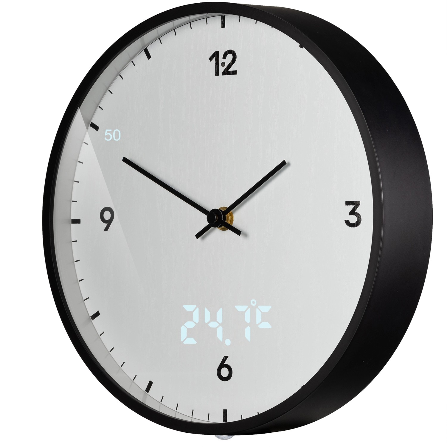 Bresser Wanduhr MyTime mit LED-Sekunden-/Temperaturanzeige Ø 24 cm Weiß günstig online kaufen