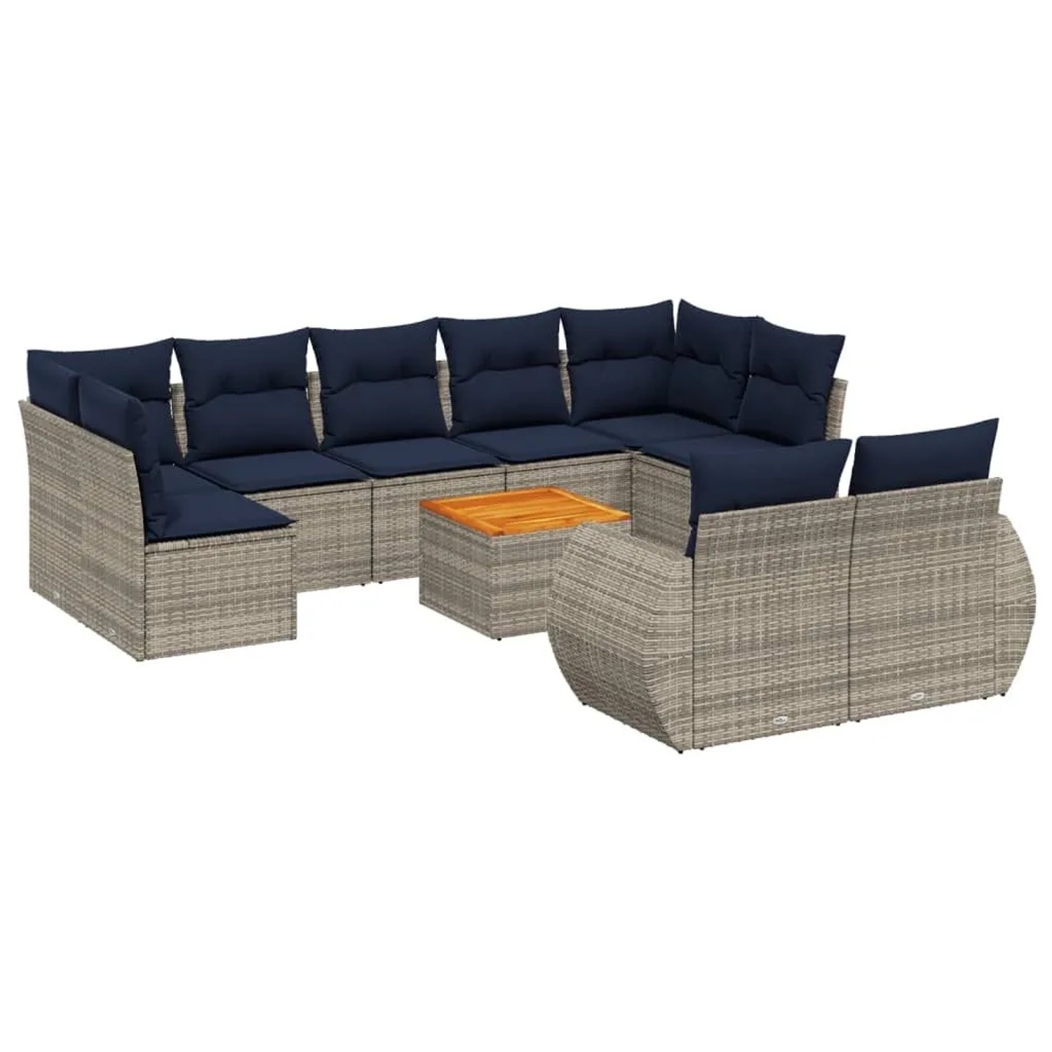 vidaXL 10-Tlg Gartensofa-Set mit Kissen Grau Polyrattan 3225158 günstig online kaufen
