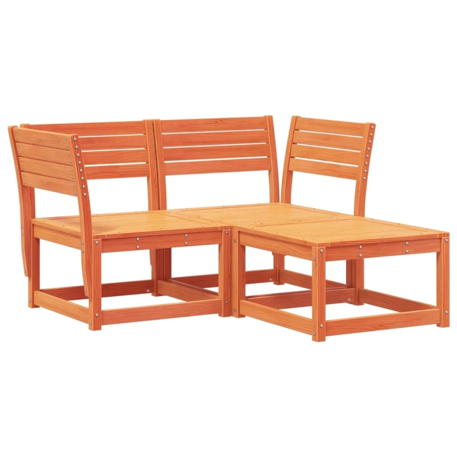 vidaXL 3-Tlg Garten-Sofagarnitur Wachsbraun Massivholz Kiefer 3216987