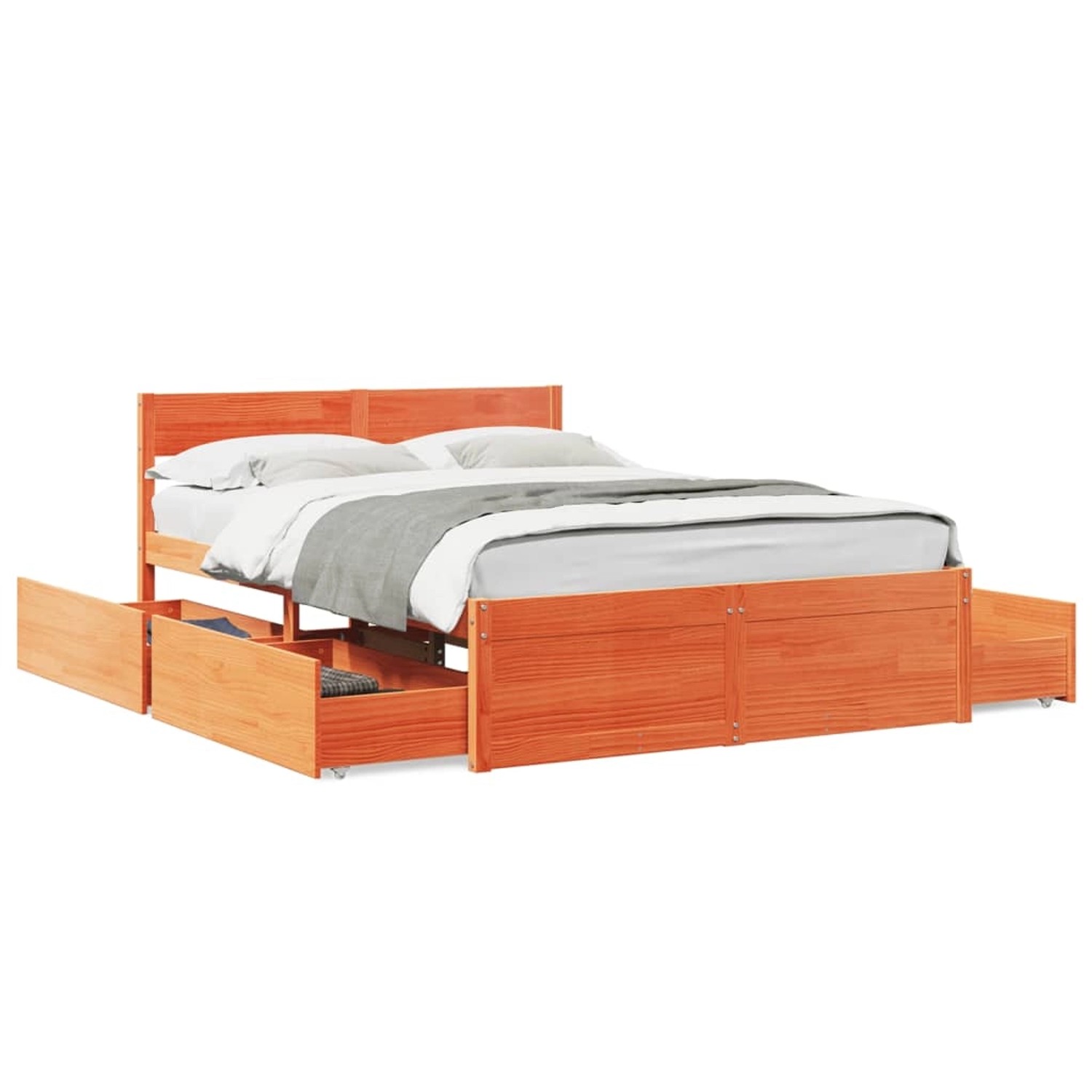 vidaXL Massivholzbett ohne Matratze Wachsbraun 135x190 cm Kiefernholz 32823 günstig online kaufen