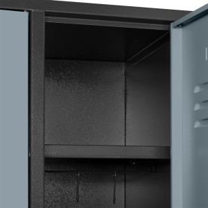 Offener PROREGAL Garderobenschrank, anthrazitgrau/silbergrau, mit Kleiderhaken.