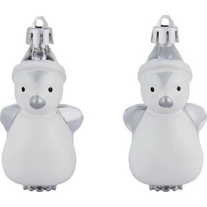 Baumschmuck-Set: 4 silberne Pinguine mit matter Oberfläche als dekorativer Baumbehang.