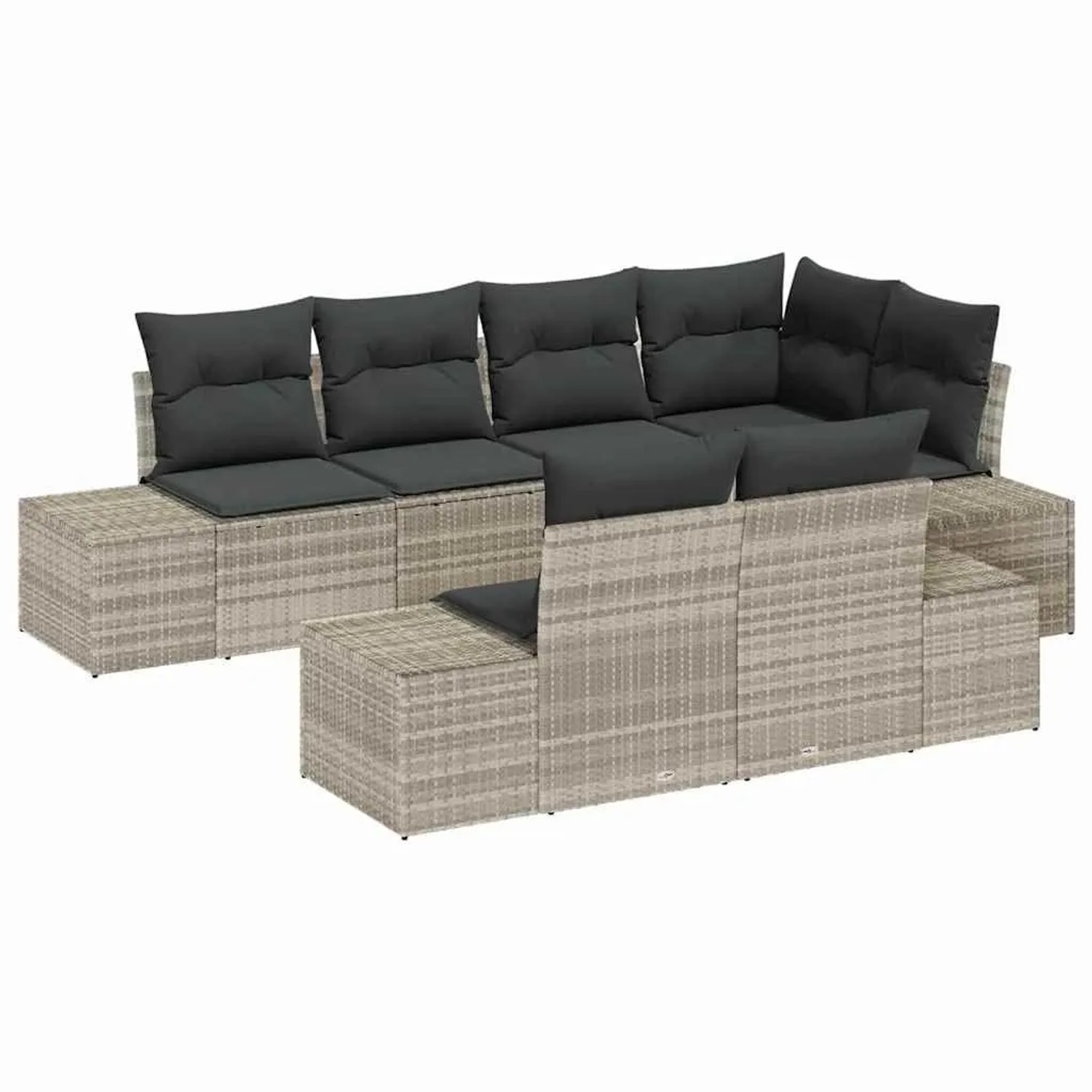 vidaXL Gartensofa-set mit Speicher 7-Tlg Hellgrau Poly-Rattan 3355771 günstig online kaufen