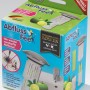 Abfluss-Fee Waschbeckenstöpsel Weiß-Chrom, Verpackung mit Produkt und Infos.