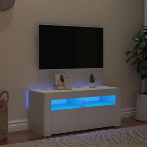 vidaXL TV-Schrank mit LED-Leuchten Weiß 90x35x40 cm 804319