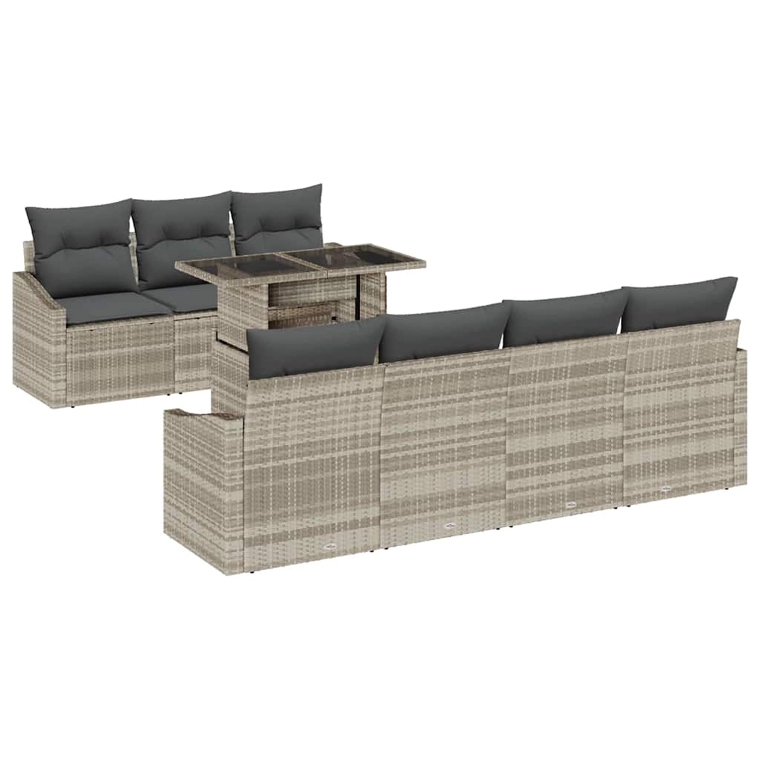 vidaXL 8-Teiliges Garten-Sofa-Set mit Kissen in Hellgrau aus Poly Rattan 33 günstig online kaufen