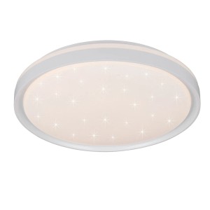 Weiße, runde LED-Deckenleuchte Solit mit Sternenmuster für stimmungsvolle Beleuchtung.