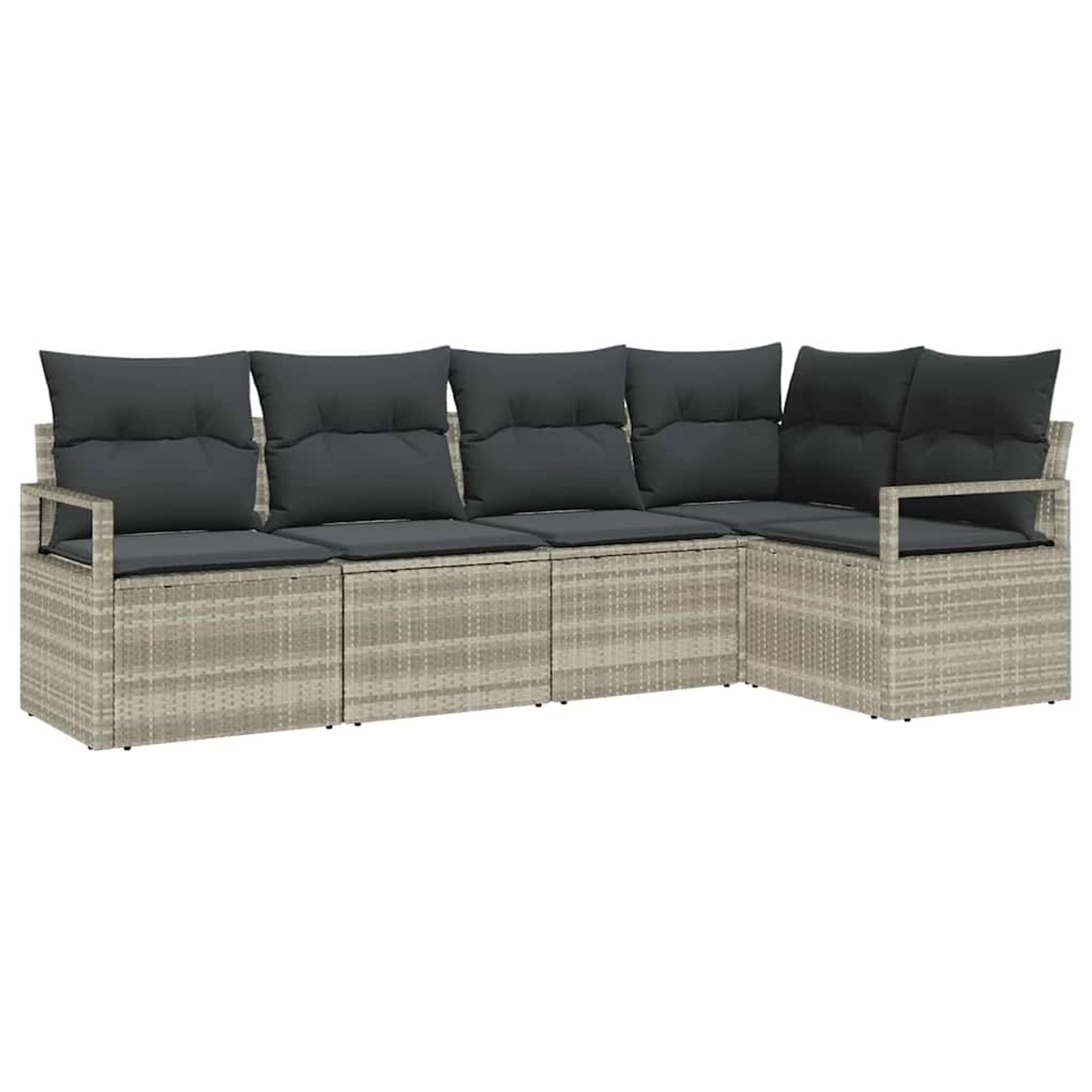 vidaXL Garten-Sofa-Set 5-Tlg Hellgrau Poly Rattan 3346382 günstig online kaufen