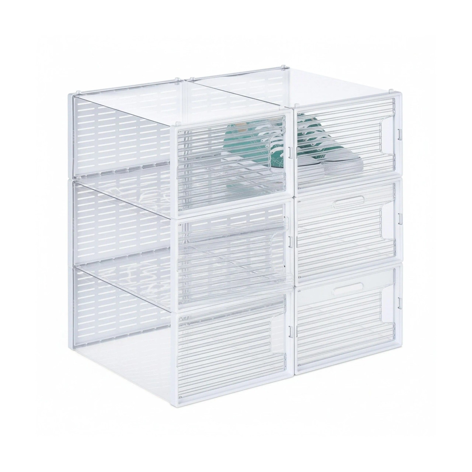 Relaxdays 6er Set Schuhboxen Kunststoff Volltransparent Stapelbar 15,5 cm x 23,5 cm x 34 cm