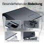 Fluval Flex 2.0 Süßwasser-Aquarienset Abdeckung: Fütterungsöffnung, Kabelkanal, integrierte Aufsteller, Scharniere.
