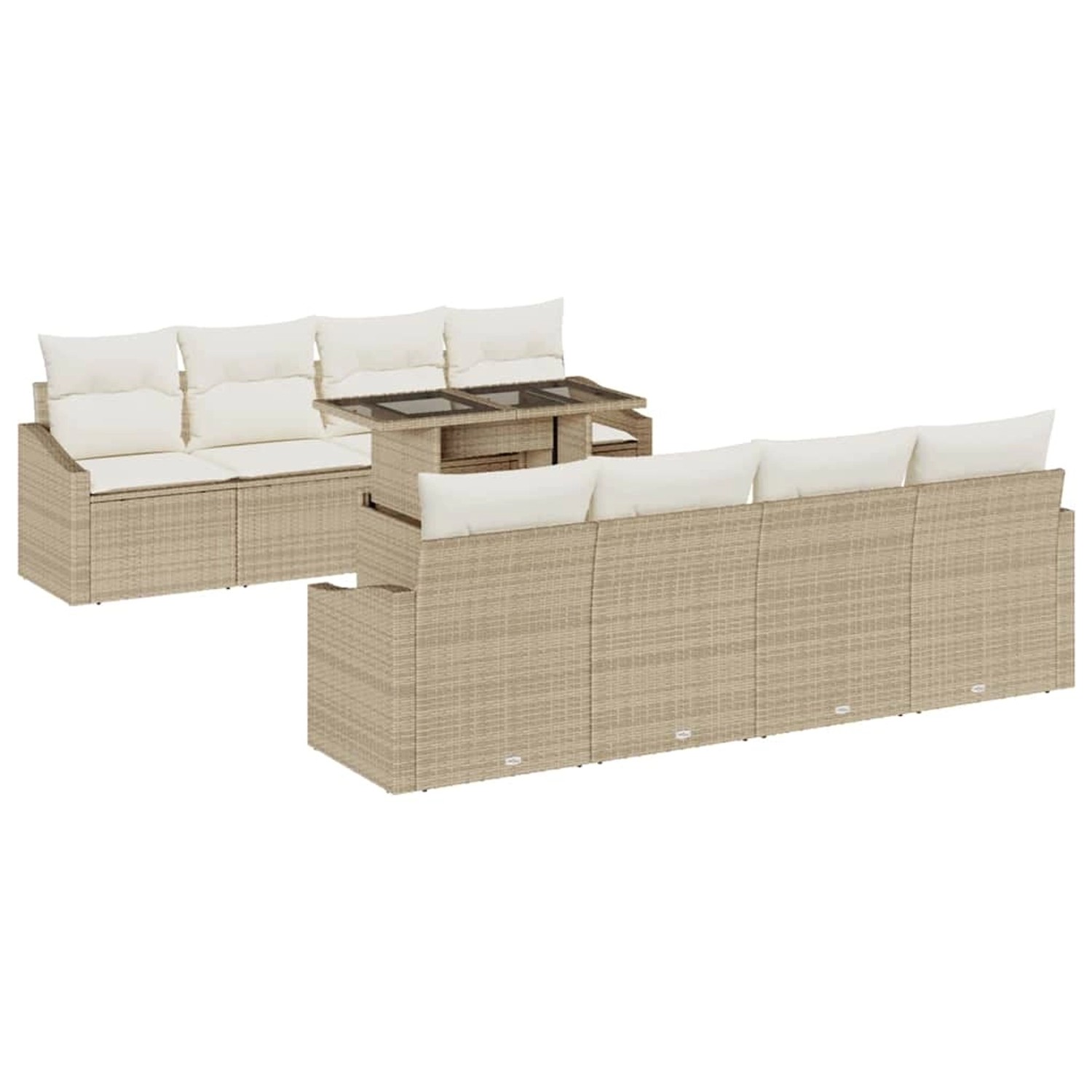 vidaXL Garten-Sofa-Set mit Speicher 9-Tlg Beige Poly Rattan 3357704 günstig online kaufen