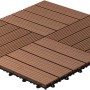 Quadrat aus hellbraunen Home Deluxe WPC Klickfliesen (9 m²) mit Holzoptik und Stecksystem.