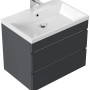 Posseik Badmöbel Fellini 70 in Grafit mit grifflosen Schubladen und Mineralgussbecken.