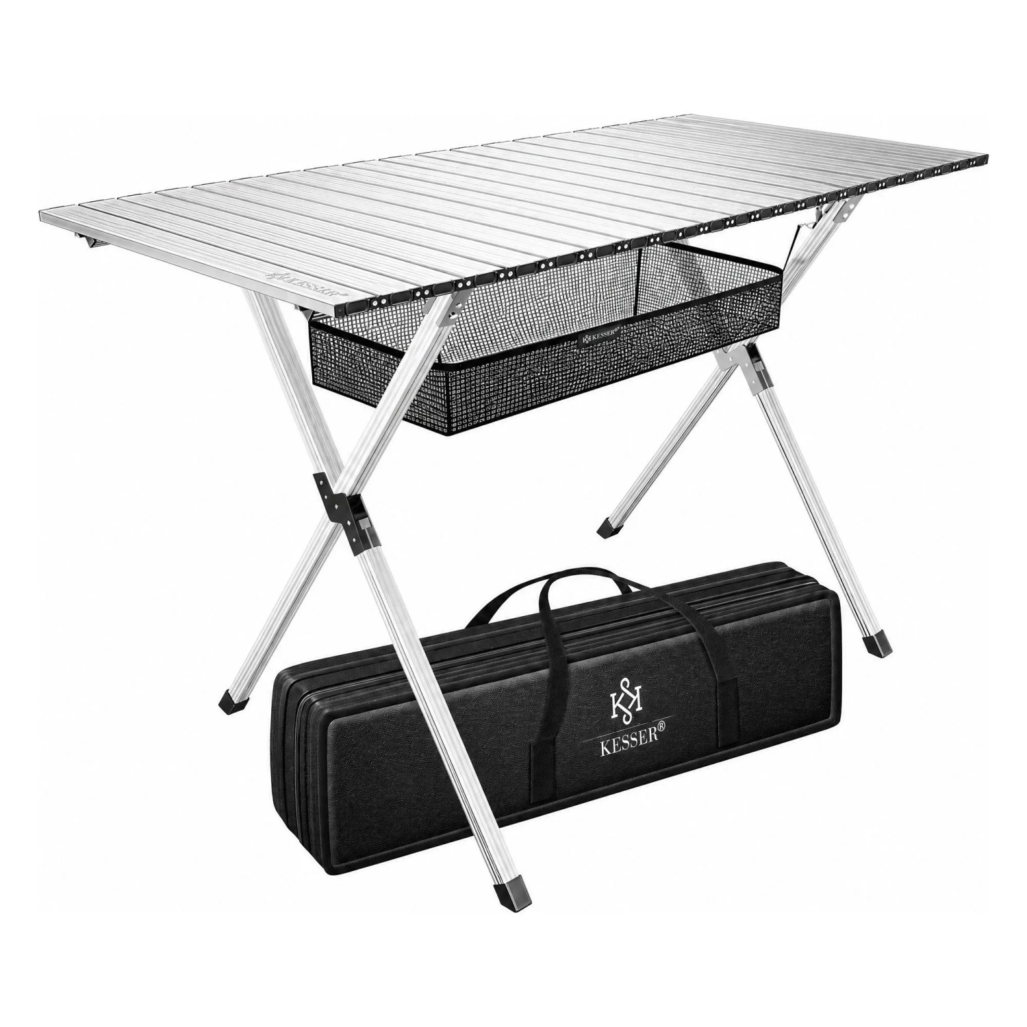 KESSER Campingtisch Faltbar 145 x 70 x 70 cm Bis 100 kg Silber