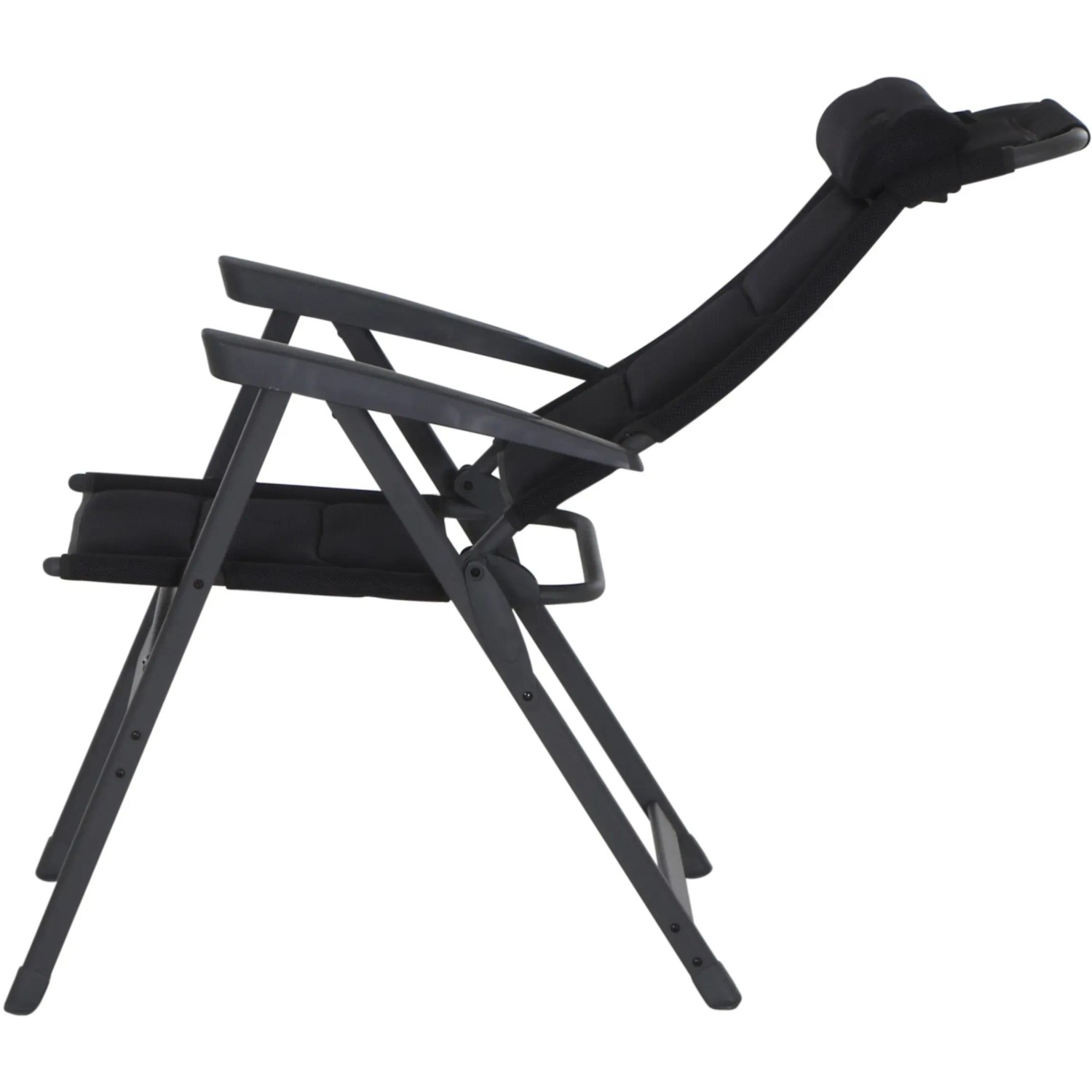 Siena Garden Campingsessel Premium, anthrazitfarbener Klappstuhl mit AirMesh-Bezug und verstellbarer Rückenlehne.