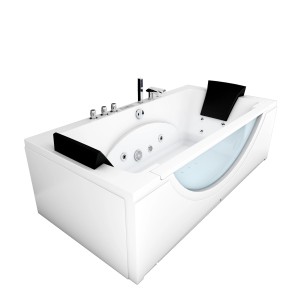 AcquaVapore Eck-Whirlpool W81H-TH-C 180x90 cm mit Armaturen und Nackenkissen.