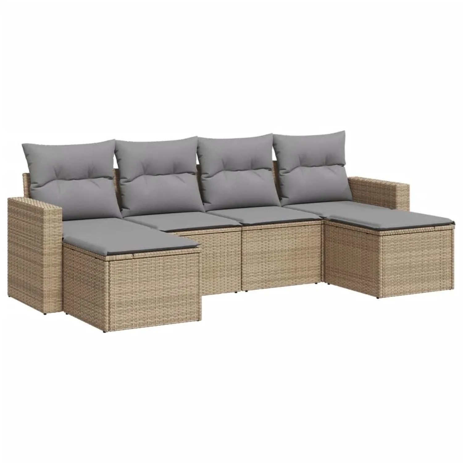 vidaXL 6-Tlg Garten-Sofagarnitur mit Kissen Beige Poly Rattan 3251656