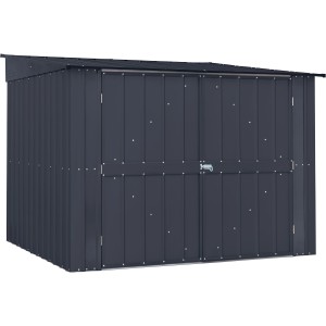 Globel Fahrradbox Family in Anthrazit mit Doppeltür und Platz für 4 Fahrräder.