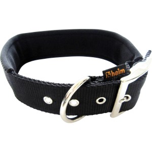 Schwarzes Heim Hundehalsband, 20mm breit, 45cm lang, mit weichem Neoprenfutter und Metallschnalle.