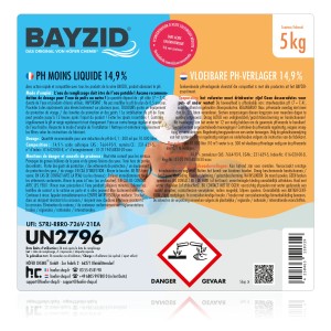 Bayzid pH Minus Flüssig 14,9% im 5kg Kanister zur pH-Wert Senkung im Pool.