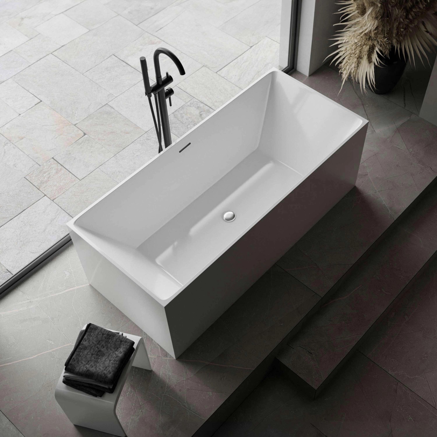 Bernstein Freistehende Badewanne NADI Acryl Weiß 170x75x60 günstig online kaufen