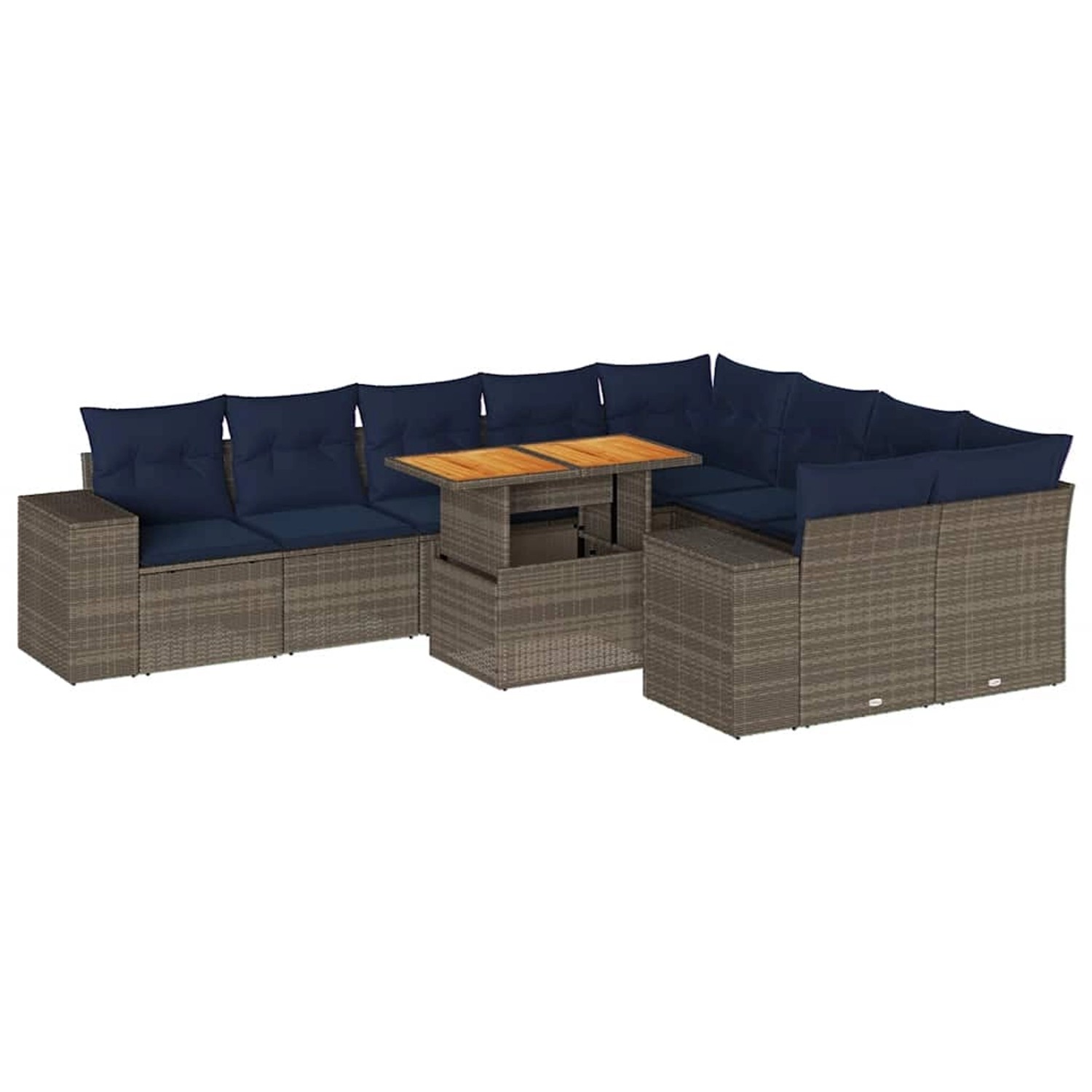 vidaXL 10-Tlg Garten-Sofagarnitur mit Kissen Grau Poly Rattan 3327421 günstig online kaufen