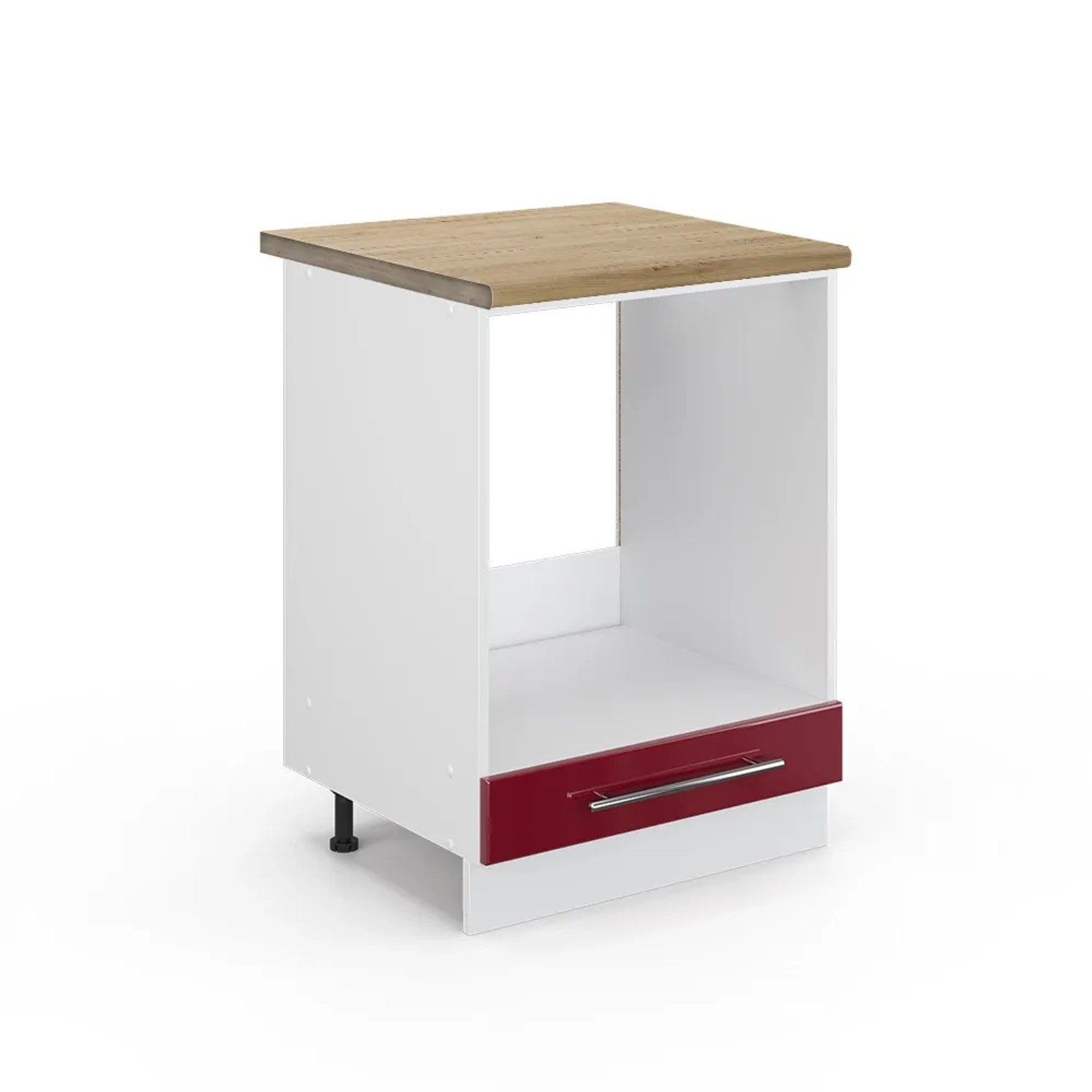 Vicco Herdumbauschrank Fame-Line Bordeaux Hochglanz/Weiß 60 cm AP Eiche